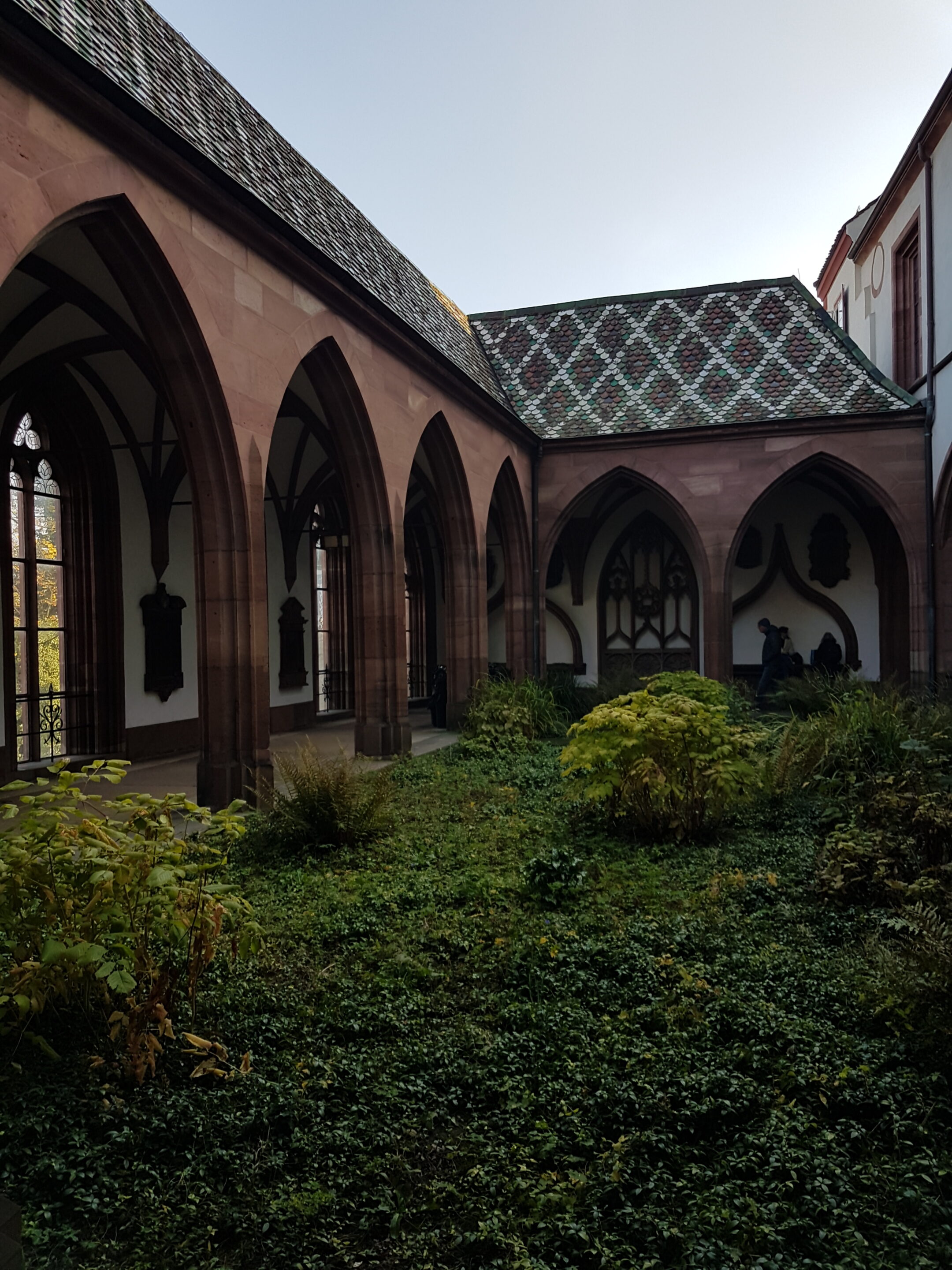 Blick auf den Kreuzgang und den Kreuzgarten des Baseler M&uuml;nsters